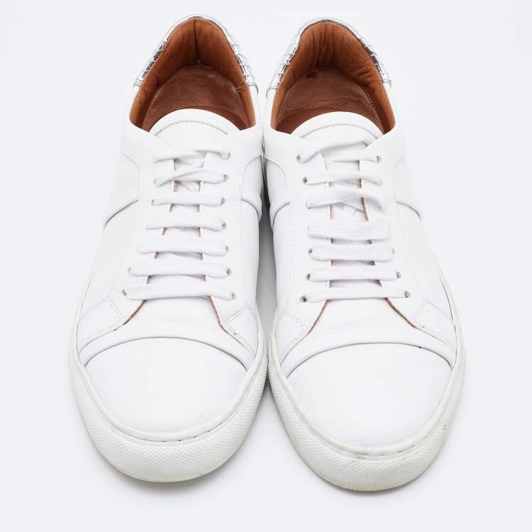 Pre Owned Malone Souliers White/Silver Leather Musa Sneakers Size 37