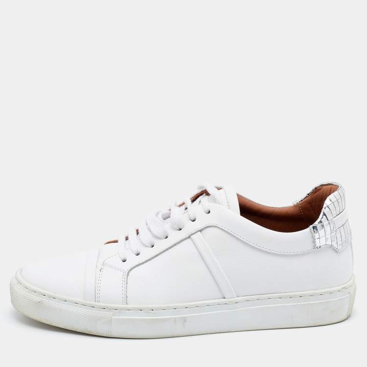 Pre Owned Malone Souliers White/Silver Leather Musa Sneakers Size 37