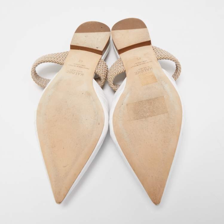 Pre Owned Malone Souliers White Croc Embossed Leather Maisie Flat Mules Size 42