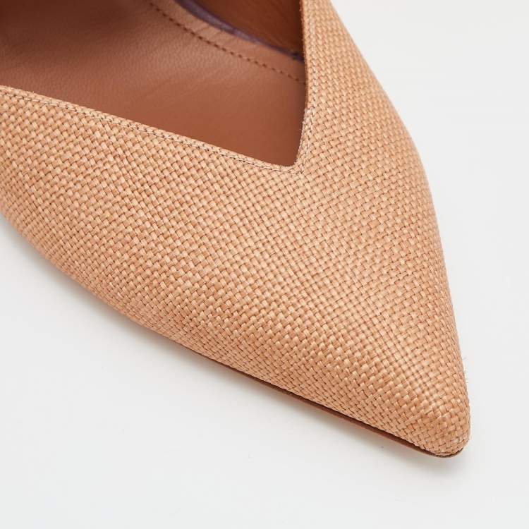 Pre Owned Malone Souliers Beige Raffia Maisie Mules Size 39