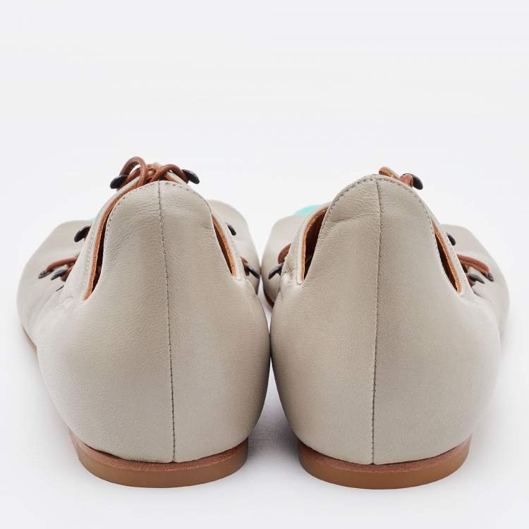 Pre Owned Malone Souliers Grey Leather Starppy Flat Sandals Size 36.5