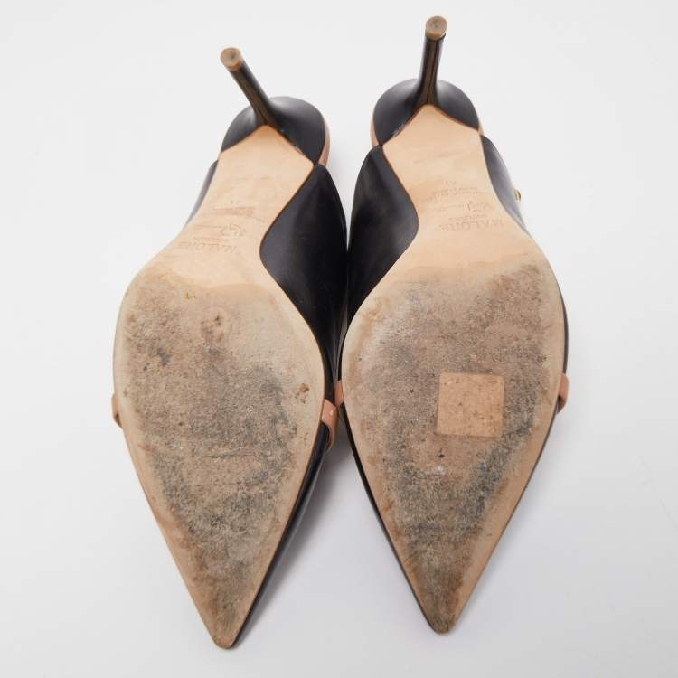 مملوكة مسبقًا Malone Souliers Black Leather Marion Slingback Pumps Size 41