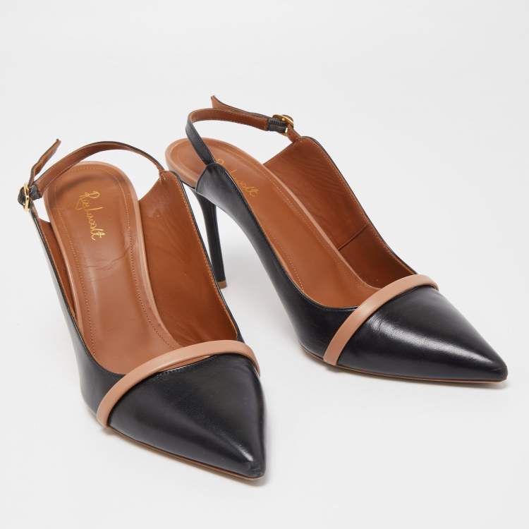 مملوكة مسبقًا Malone Souliers Black Leather Marion Slingback Pumps Size 41