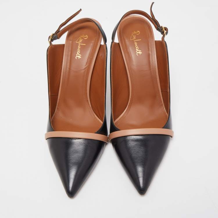 مملوكة مسبقًا Malone Souliers Black Leather Marion Slingback Pumps Size 41