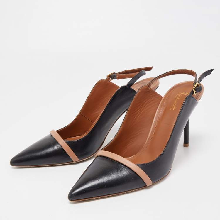 مملوكة مسبقًا Malone Souliers Black Leather Marion Slingback Pumps Size 41