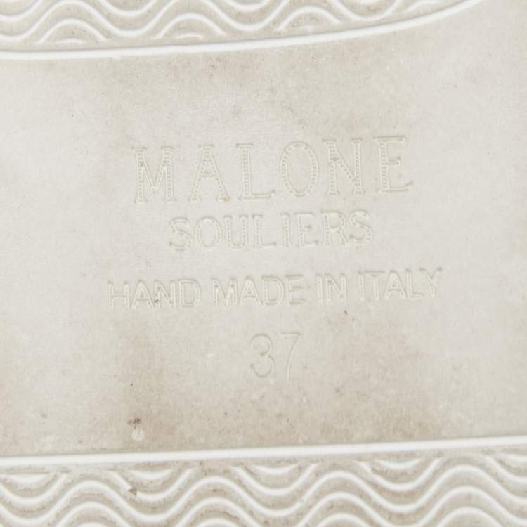 مملوكة مسبقًا Malone Souliers White/Beige Leather Musa Sneakers Size 37