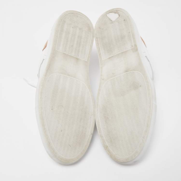 مملوكة مسبقًا Malone Souliers White/Beige Leather Musa Sneakers Size 37
