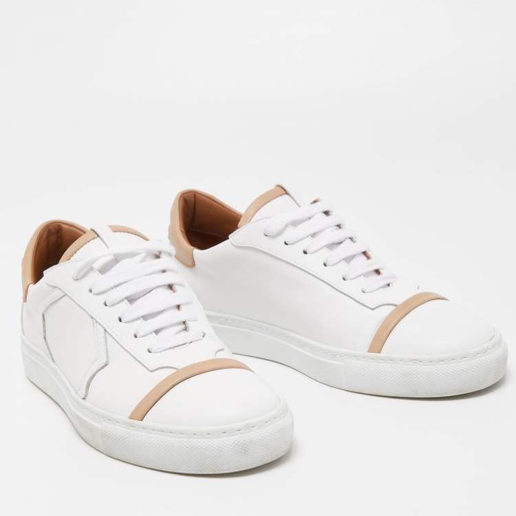 مملوكة مسبقًا Malone Souliers White/Beige Leather Musa Sneakers Size 37