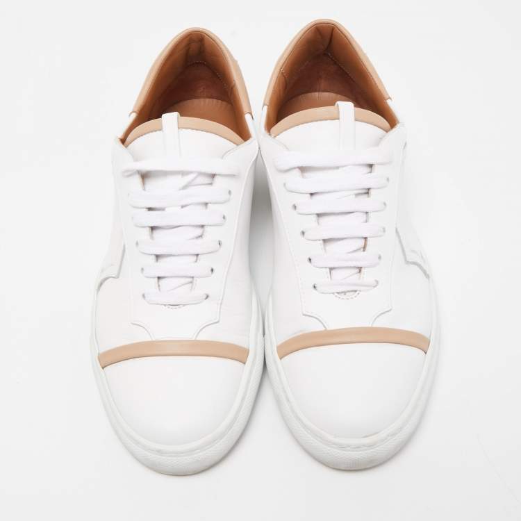 مملوكة مسبقًا Malone Souliers White/Beige Leather Musa Sneakers Size 37