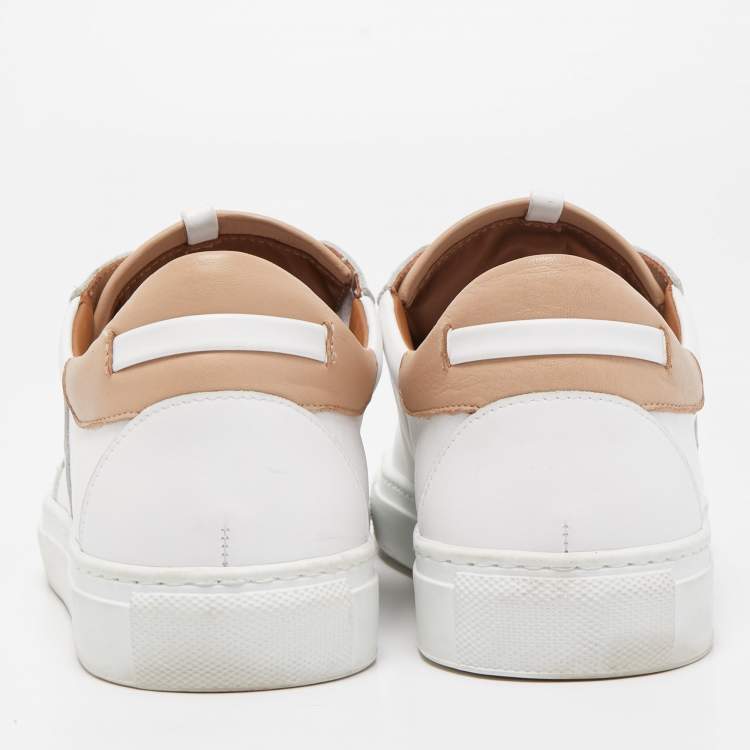 مملوكة مسبقًا Malone Souliers White/Beige Leather Musa Sneakers Size 37