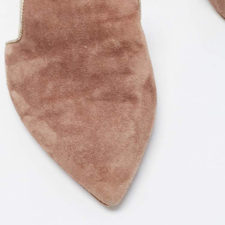 Pre Owned Malone Souliers Brown Suede Marianne Flat Mules Size 37.5