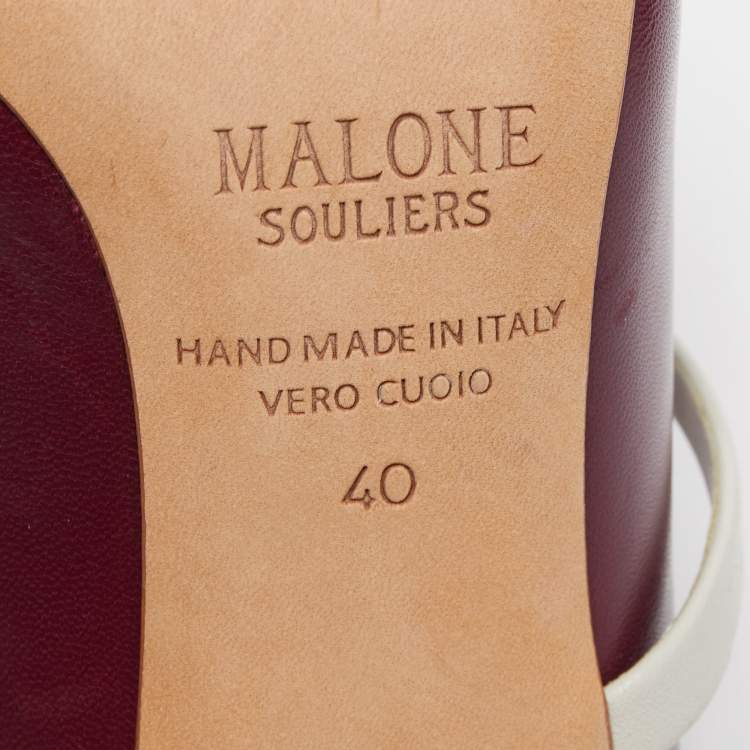 Pre Owned Malone Souliers Plum/Grey Leather Maureen Mules Size 40