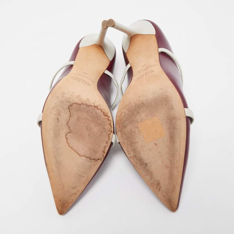 Pre Owned Malone Souliers Plum/Grey Leather Maureen Mules Size 40