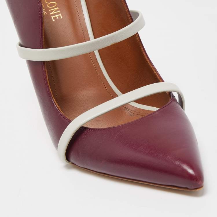 Pre Owned Malone Souliers Plum/Grey Leather Maureen Mules Size 40