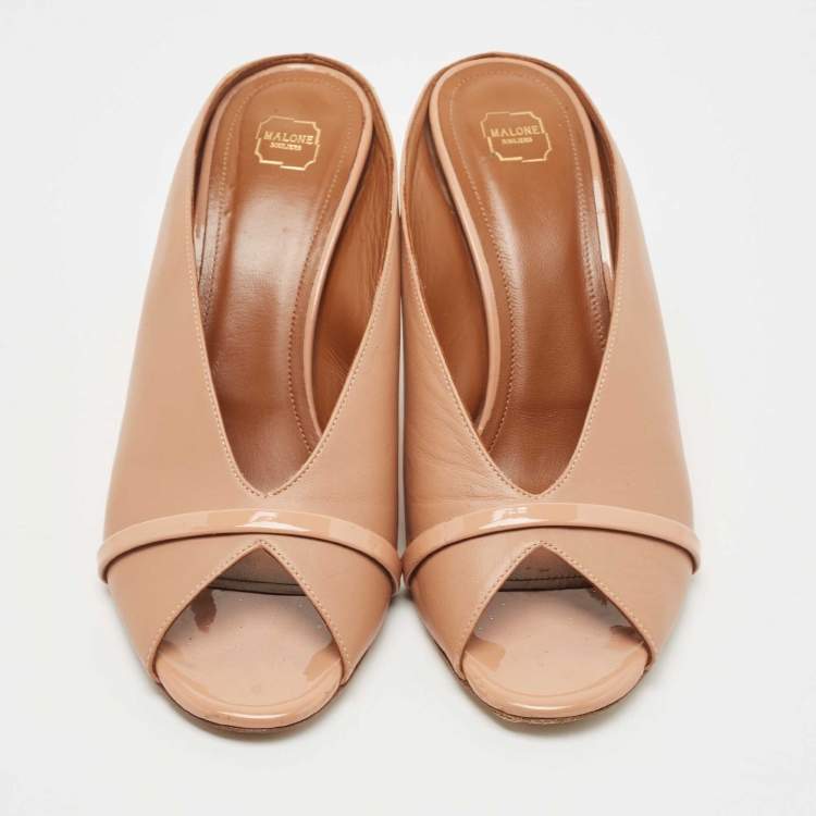 Pre Owned Malone Souliers Beige Leather Maureen Mules Size 40.5