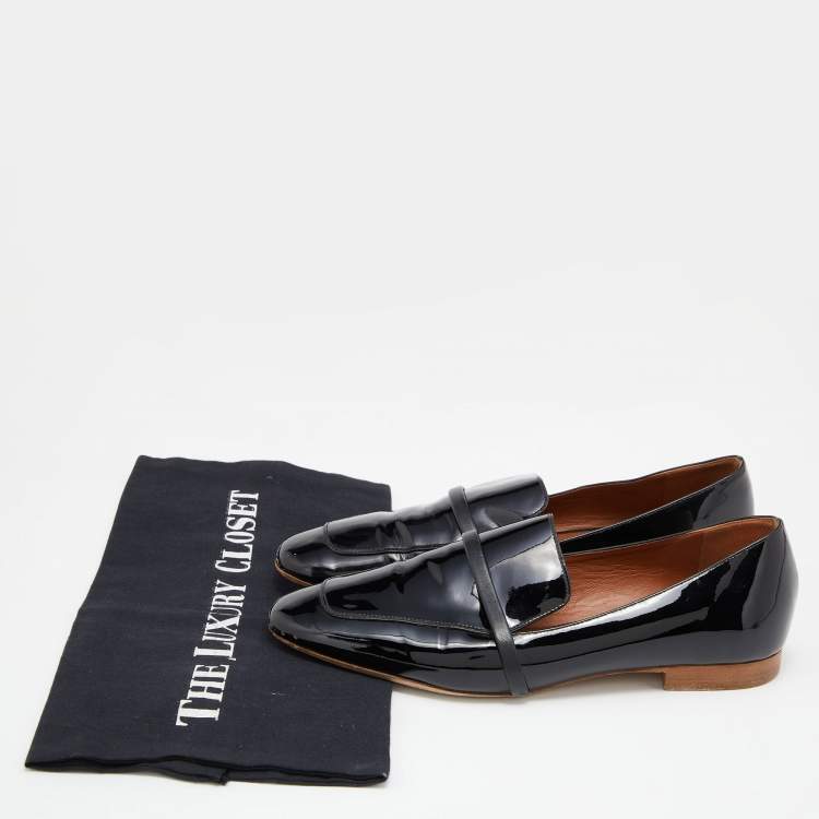 Pre Owned Malone Souliers Black Patent Leather Smoking Slippers Size 38