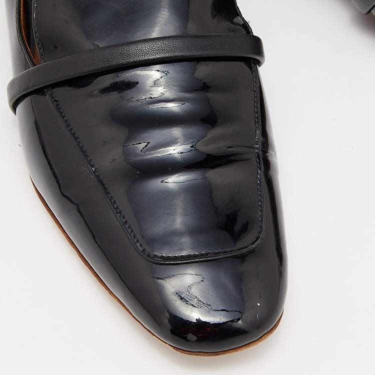 Pre Owned Malone Souliers Black Patent Leather Smoking Slippers Size 38