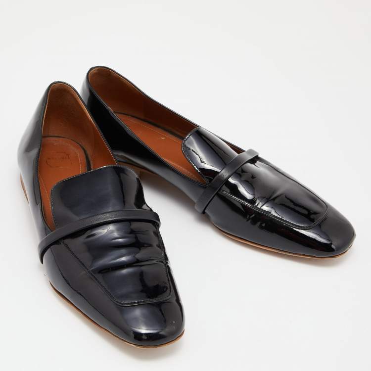 Pre Owned Malone Souliers Black Patent Leather Smoking Slippers Size 38