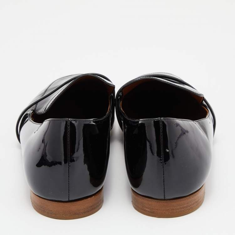 Pre Owned Malone Souliers Black Patent Leather Smoking Slippers Size 38