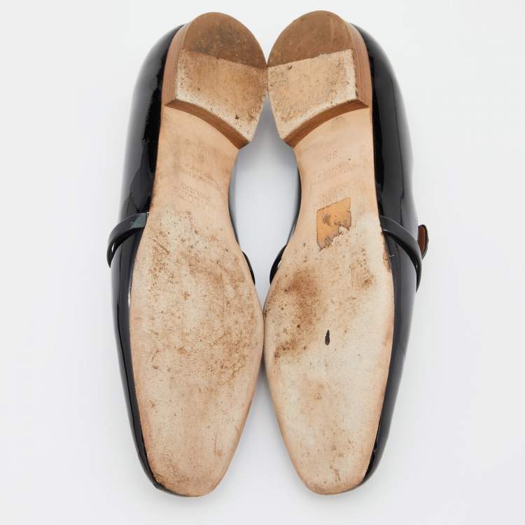 Pre Owned Malone Souliers Black Patent Leather Smoking Slippers Size 38