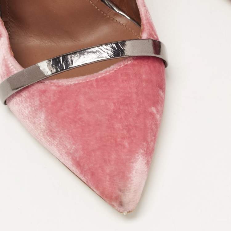 Pre Owned Malone Souliers Pink Velvet Maureen Mules Size 38