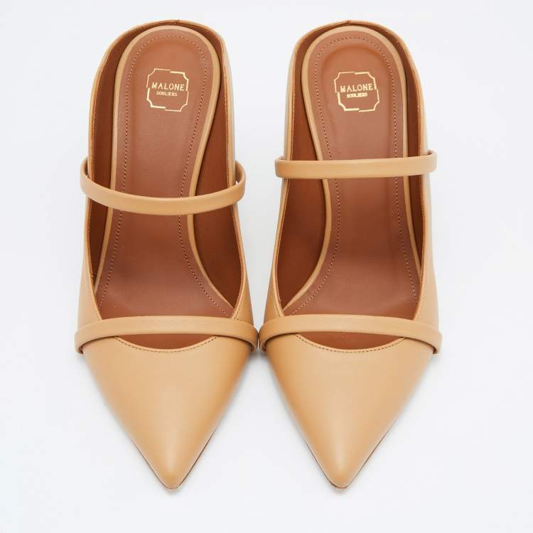 Pre Owned Malone Souliers Brown Leather Maureen Mules Size 37