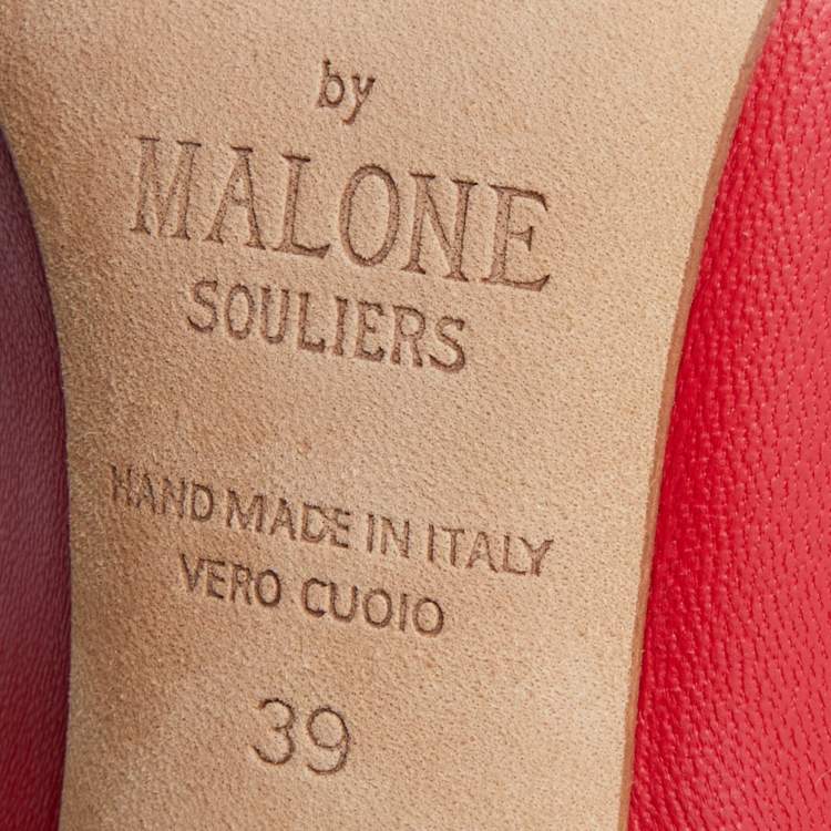 Pre Owned Malone Souliers x Emanuel Ungaro Red/Black Leather Amelie Ankle Boots Size 39