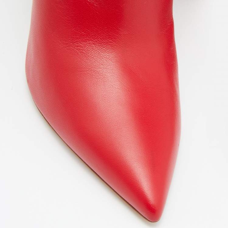 Pre Owned Malone Souliers x Emanuel Ungaro Red/Black Leather Amelie Ankle Boots Size 39