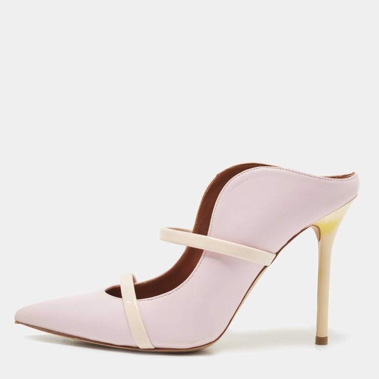 Pre Owned Malone Souliers Light Purple/Pink Leather and Patent Maureen Mules Size 36.5