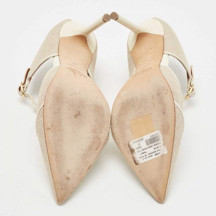 Pre Owned Malone Souliers Cream Canvas And Leather Trim Imogen Pumps Size 37