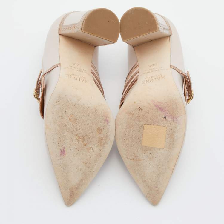 Pre Owned Malone Souliers Rose Gold/Light Pink Perforated Leather Ada Pumps Size 35.5