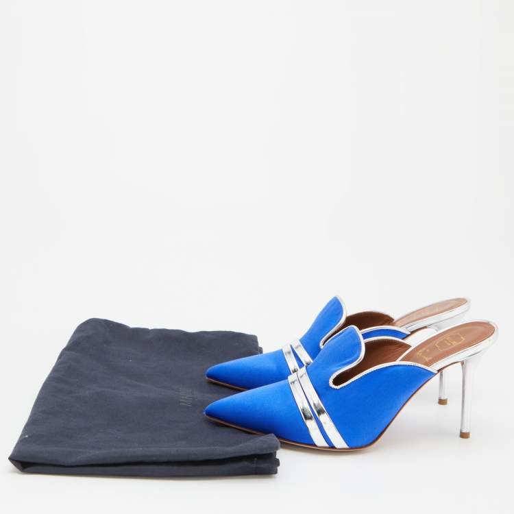 مملوكة مسبقًا Malone Souliers by Roy Luwolt Blue/Silver and Leather Hayley Mules Size 38