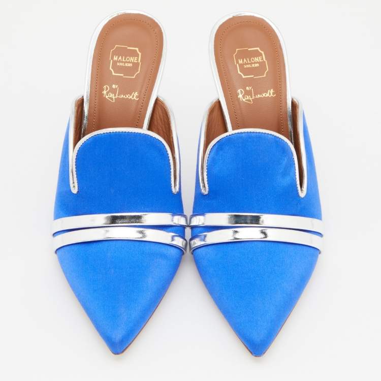 مملوكة مسبقًا Malone Souliers by Roy Luwolt Blue/Silver and Leather Hayley Mules Size 38