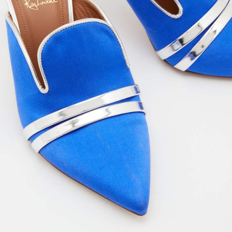 مملوكة مسبقًا Malone Souliers by Roy Luwolt Blue/Silver and Leather Hayley Mules Size 38