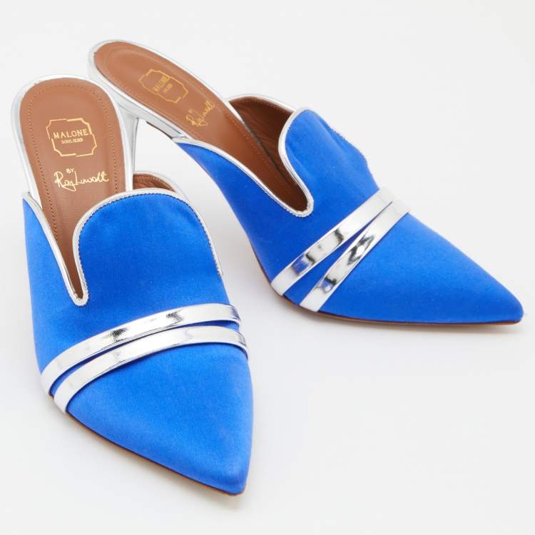 مملوكة مسبقًا Malone Souliers by Roy Luwolt Blue/Silver and Leather Hayley Mules Size 38