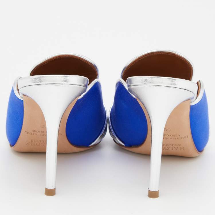 مملوكة مسبقًا Malone Souliers by Roy Luwolt Blue/Silver and Leather Hayley Mules Size 38
