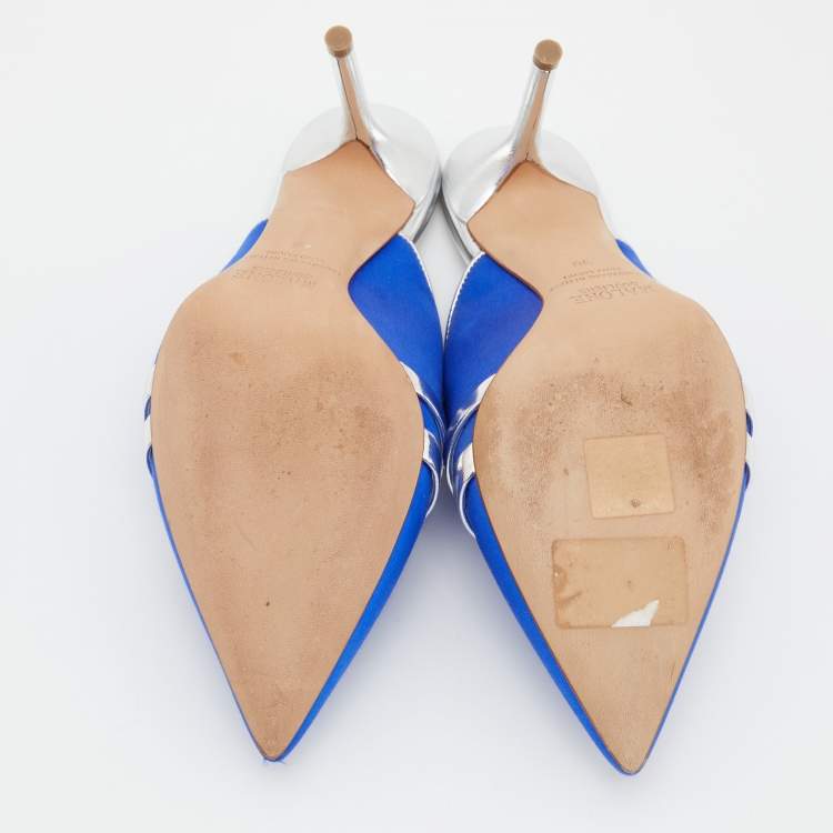 مملوكة مسبقًا Malone Souliers by Roy Luwolt Blue/Silver and Leather Hayley Mules Size 38
