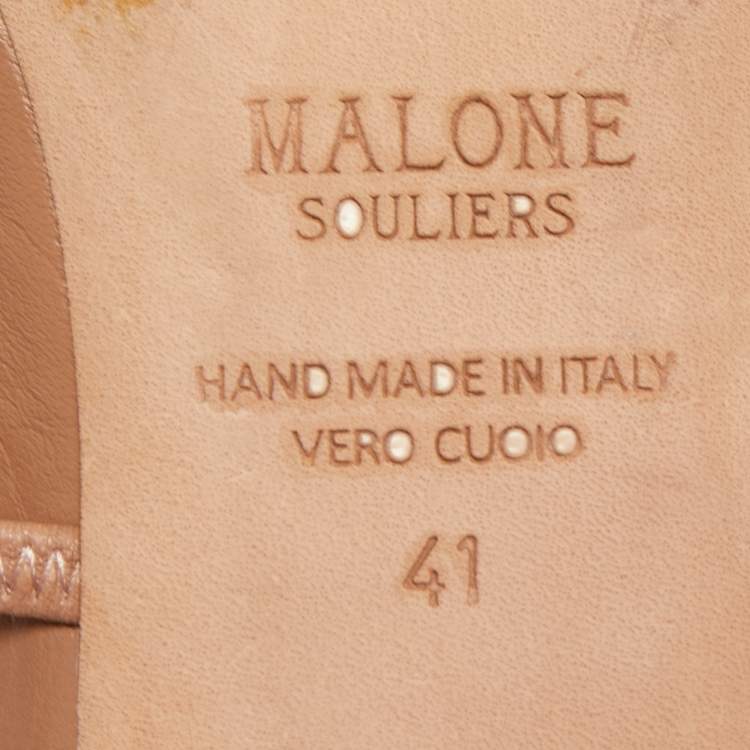 Pre Owned Malone Souliers Beige Leather Maureen Flats Size 41