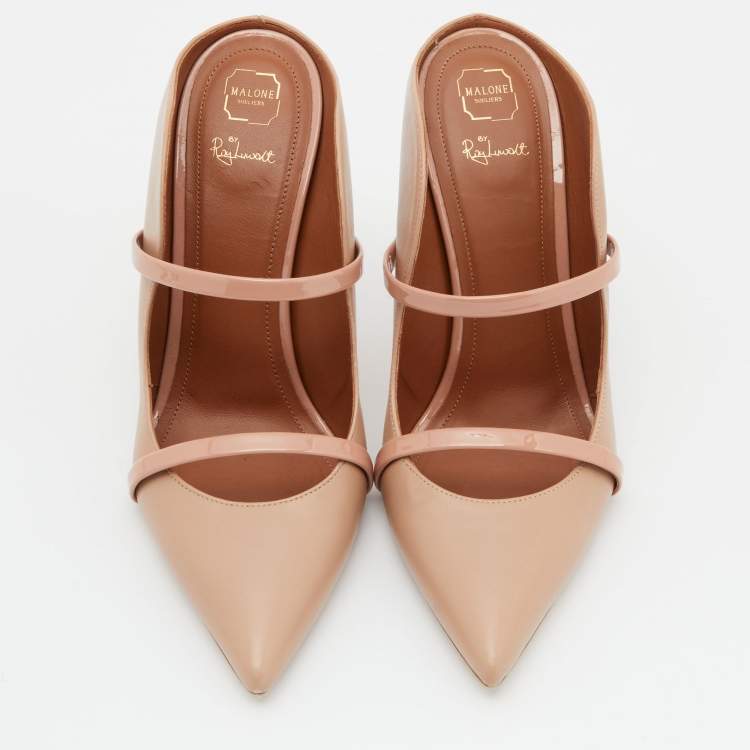 Pre Owned Malone Souliers Beige Leather Maureen Mules Size 39.5