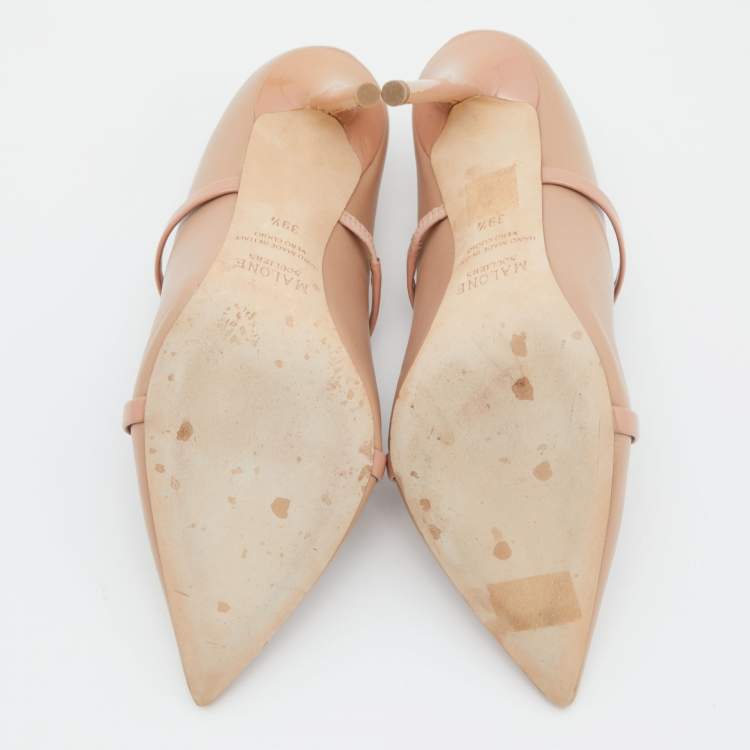 Pre Owned Malone Souliers Beige Leather Maureen Mules Size 39.5