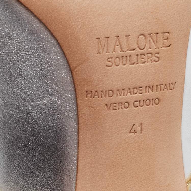 مملوكة مسبقًا Malone Souliers Sliver Leather Maureen Pointed Toe Pumps Size 41