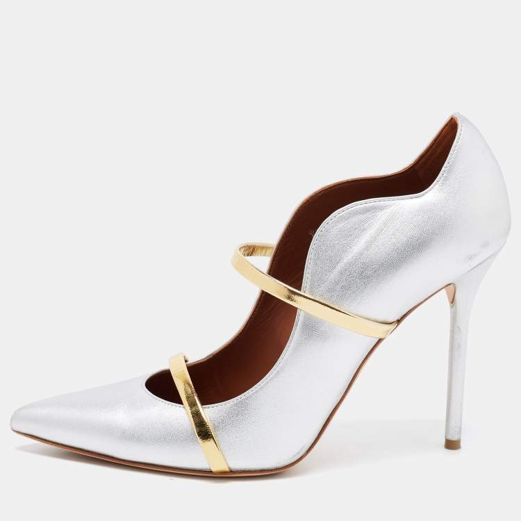 مملوكة مسبقًا Malone Souliers Sliver Leather Maureen Pointed Toe Pumps Size 41