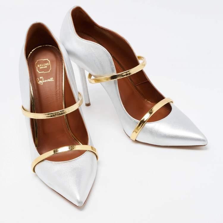 مملوكة مسبقًا Malone Souliers Sliver Leather Maureen Pointed Toe Pumps Size 41