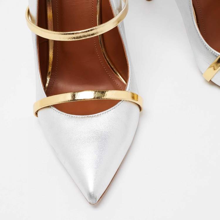 مملوكة مسبقًا Malone Souliers Sliver Leather Maureen Pointed Toe Pumps Size 41