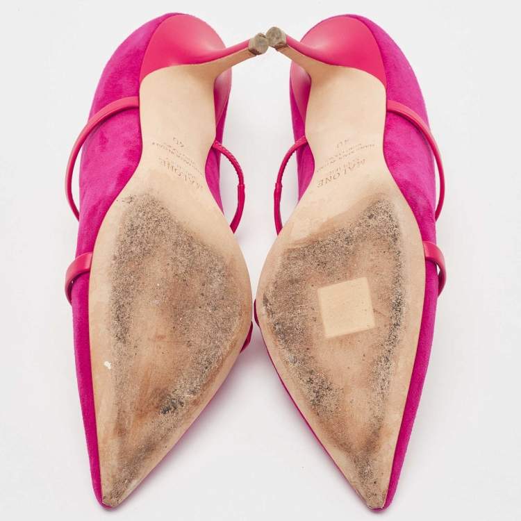 Pre Owned Malone Souliers Pink Suede Maureen Pointed Toe Mule Sandals Size 40