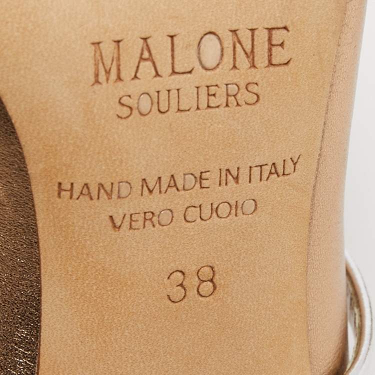 Pre Owned Malone Souliers Metallic Leather Maureen Mules Size 38