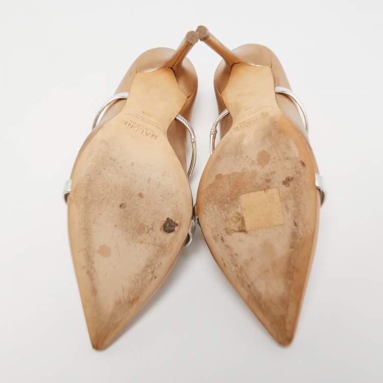 Pre Owned Malone Souliers Metallic Leather Maureen Mules Size 38