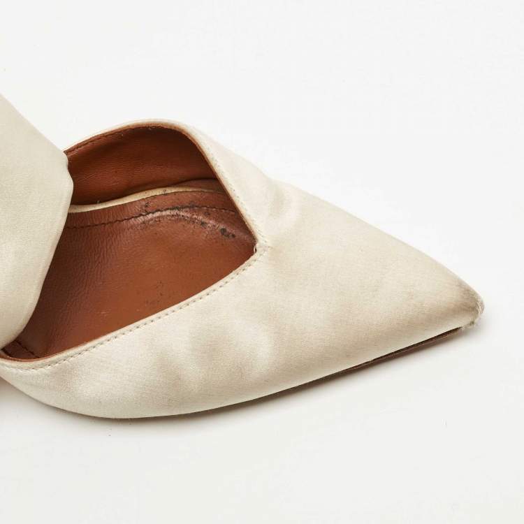 Pre Owned Malone Souliers White Satin Maite Pumps Size 39.5