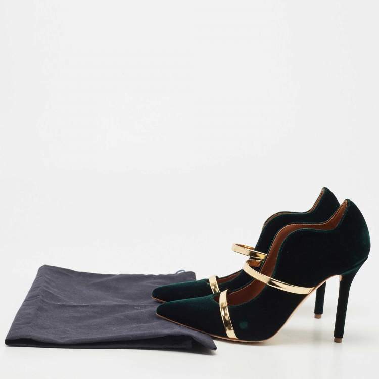 Pre Owned Malone Souliers Green Velvet Maureen Pumps Size 36
