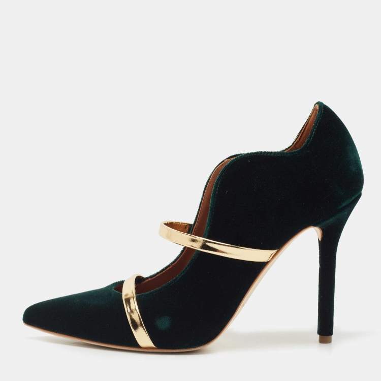 Pre Owned Malone Souliers Green Velvet Maureen Pumps Size 36